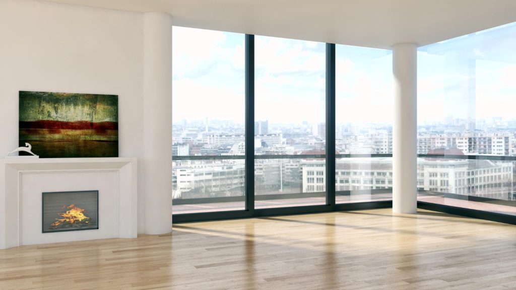 Duże nieotwierane okna przed montażem rolety