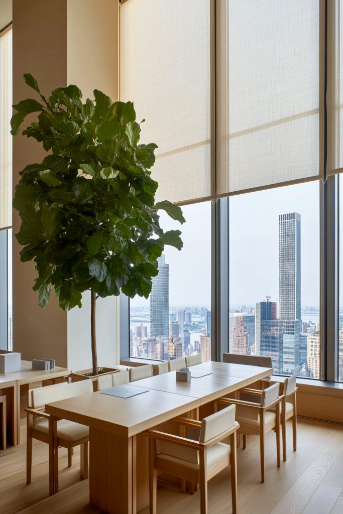 rolety na okna nieotwierane w restauracji